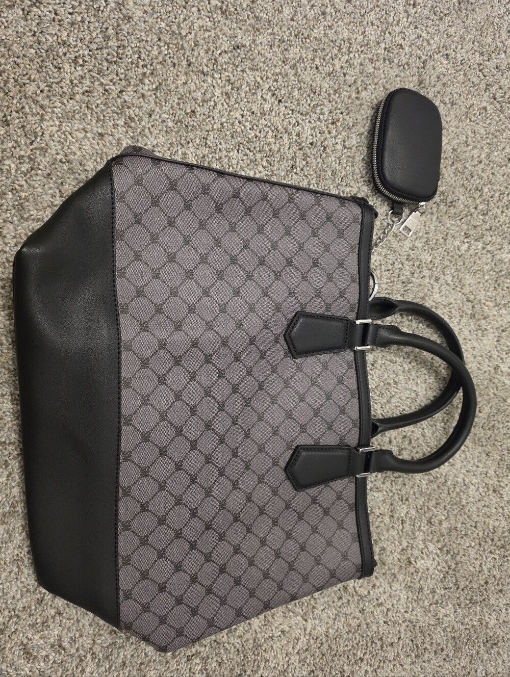 Structured Tote Bag in Gray and Black - Designer Style